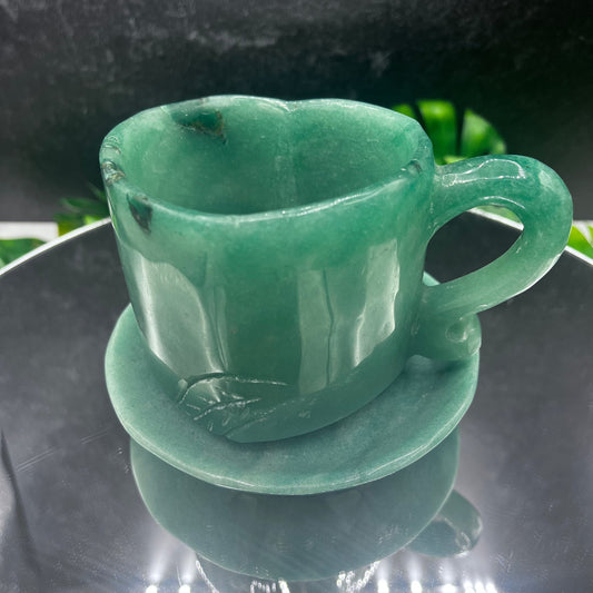 Green Aventurine Heart Cup With Saucer