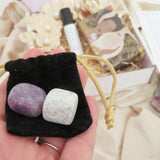 Howlite and Lepidolite stone pouch bag