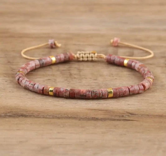 Adjustable Rhodochrosite Shamballa Bracelet - Sage & Magic