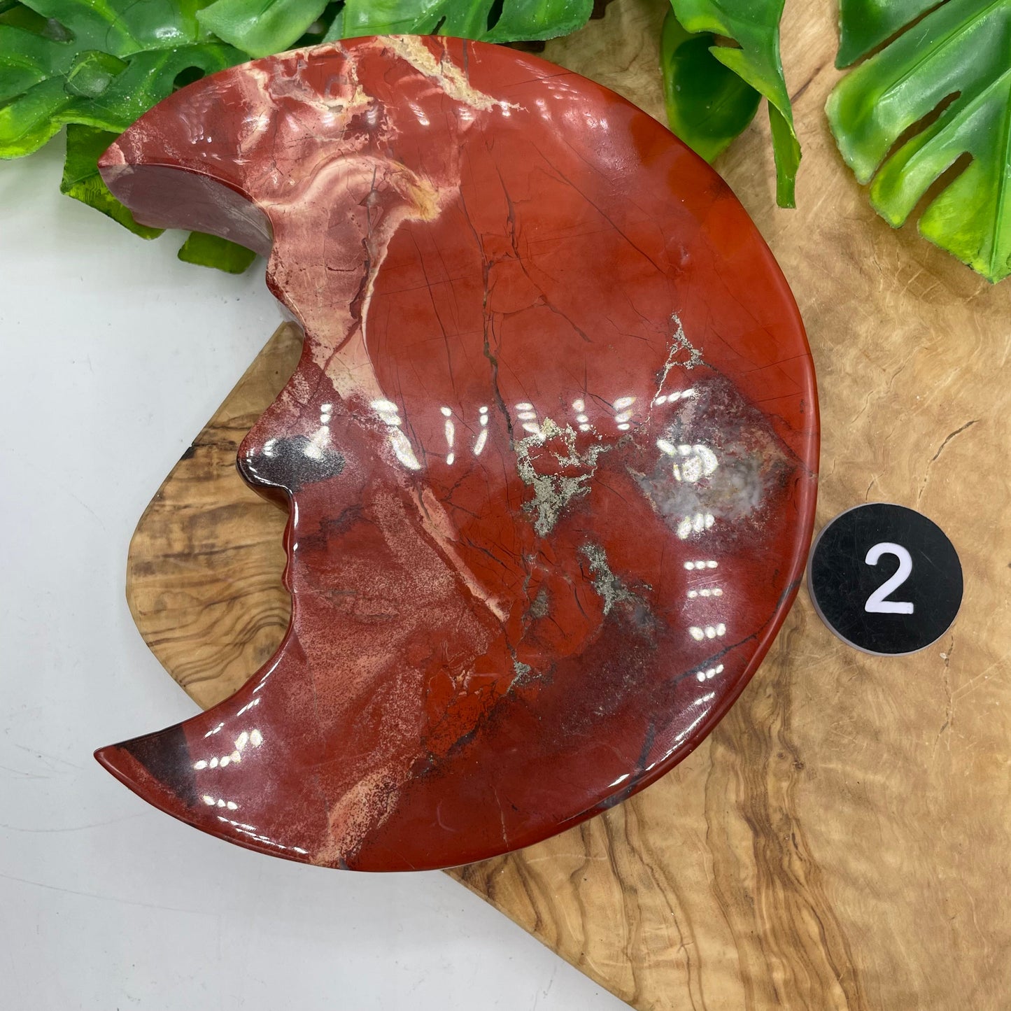 Red Jasper Moon Face Candle Holder