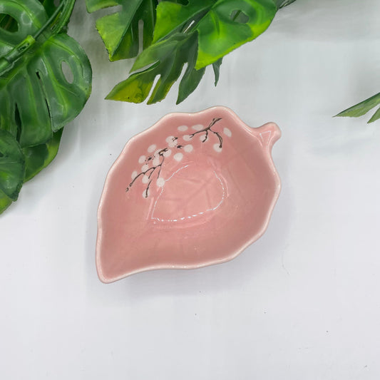 Pink Ceramic Japanese Leaf Bowl