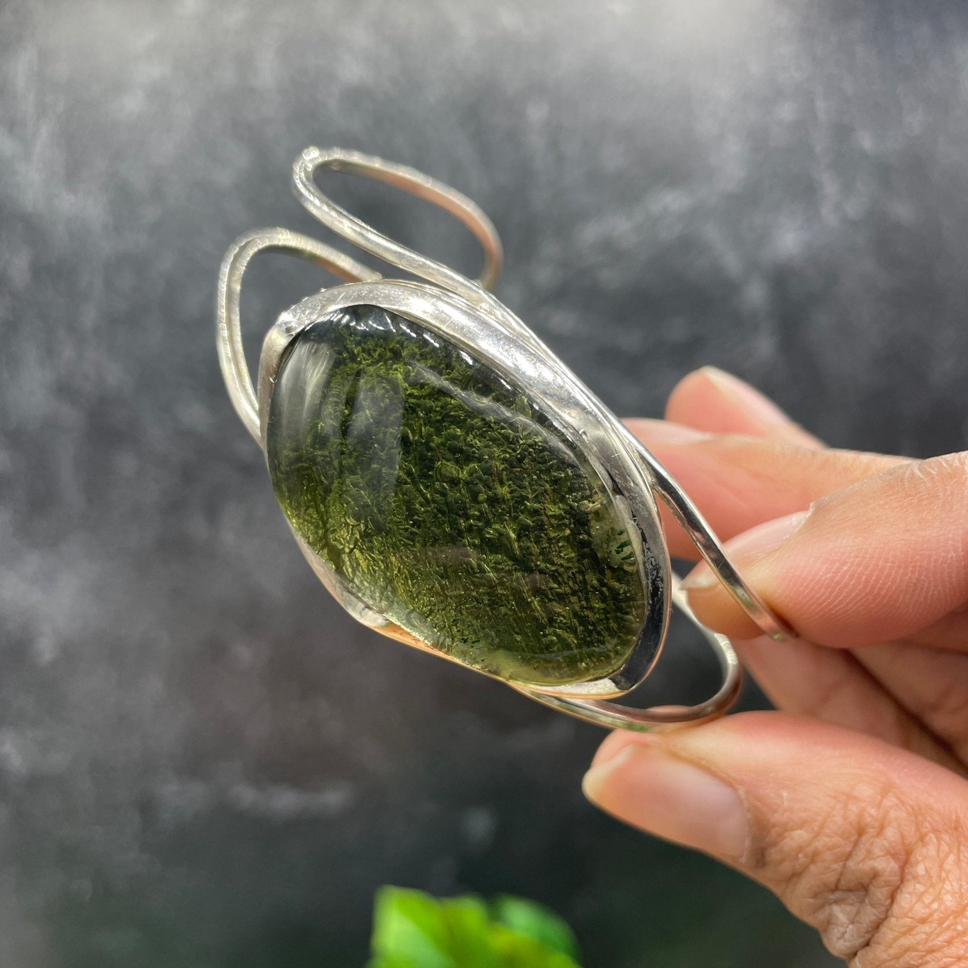 12g Semi - Polished Moldavite Sterling Silver Bracelet - Sage & Magic