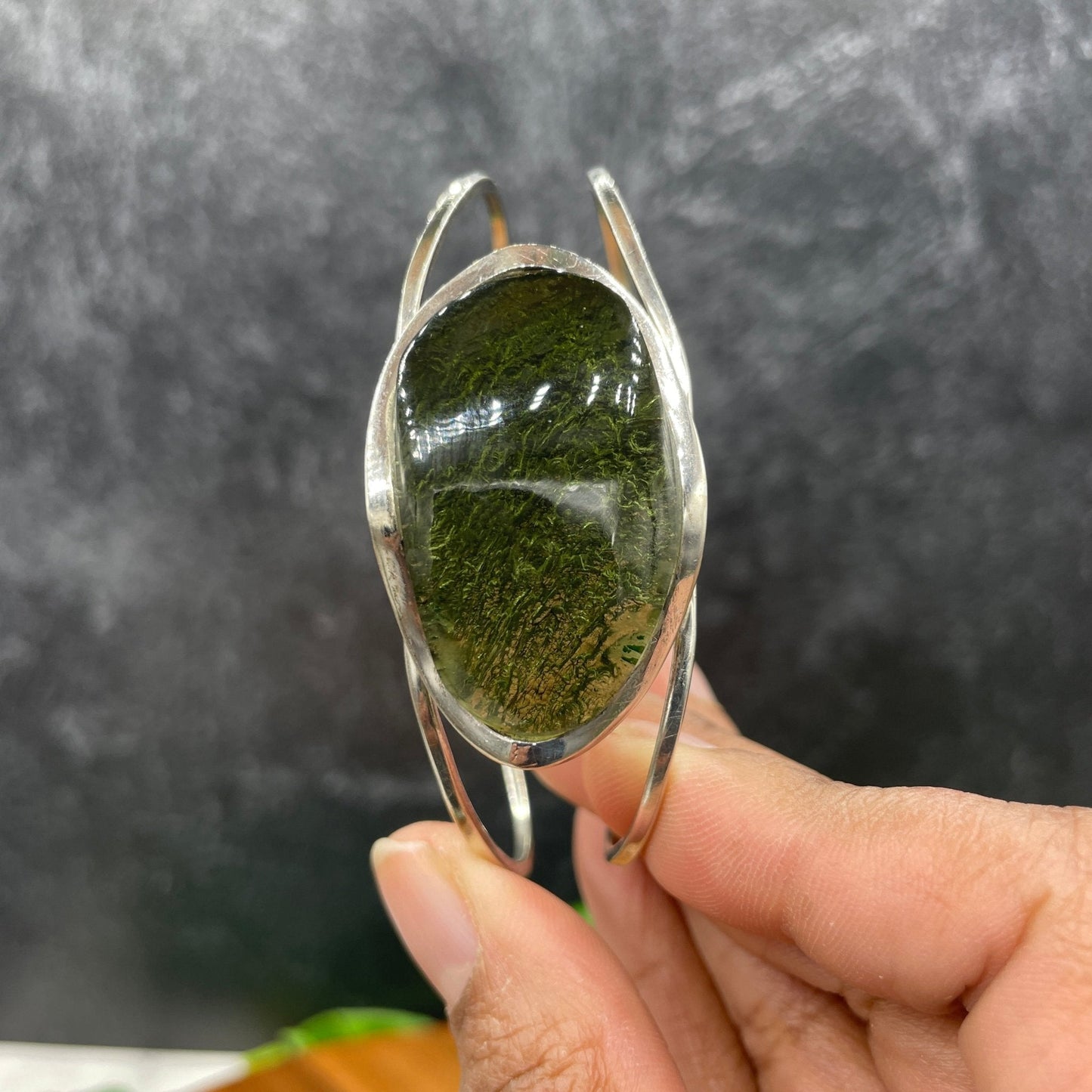 12g Semi - Polished Moldavite Sterling Silver Bracelet - Sage & Magic