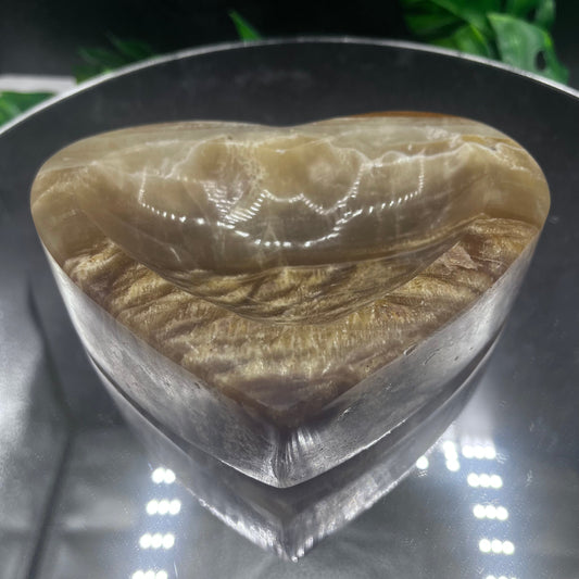 Chocolate Band Calcite Heart Bowl
