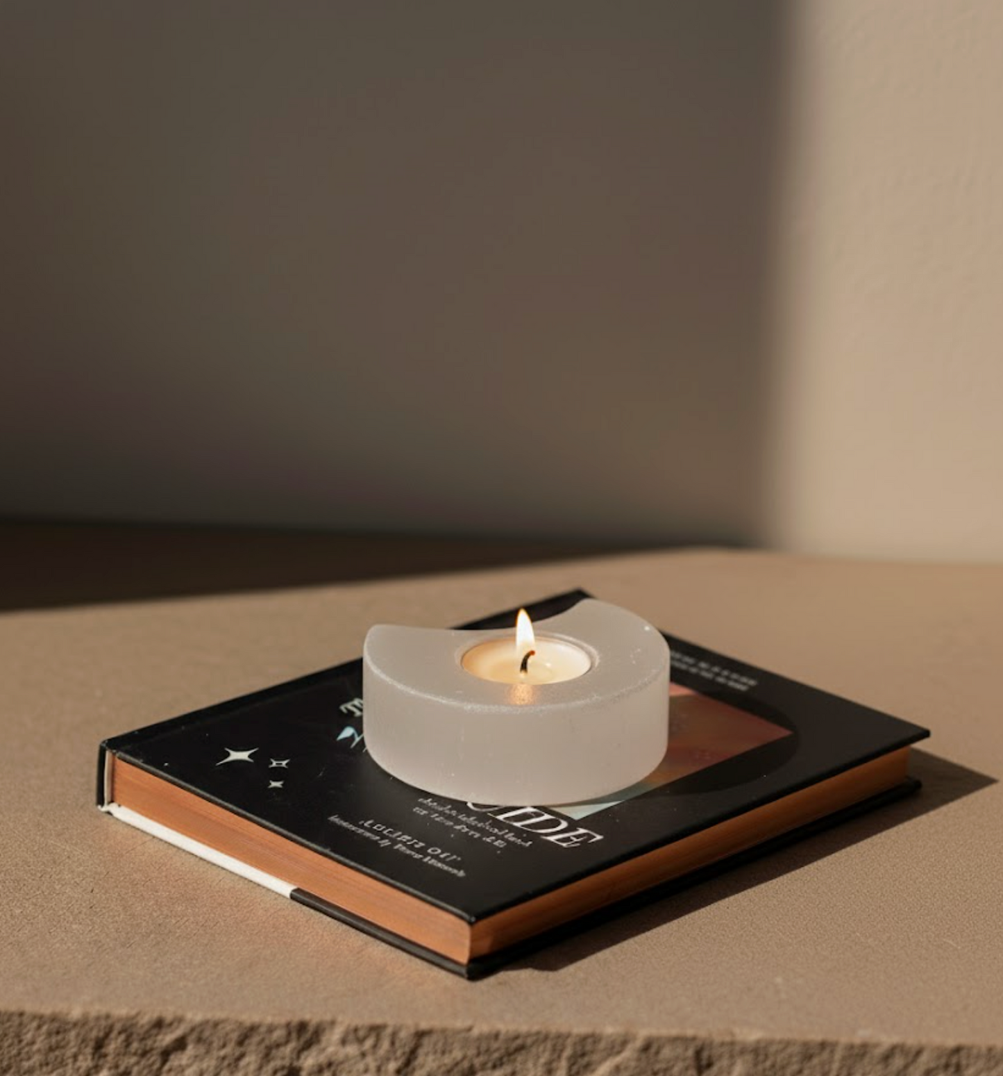 Selenite Moon Candle Holder