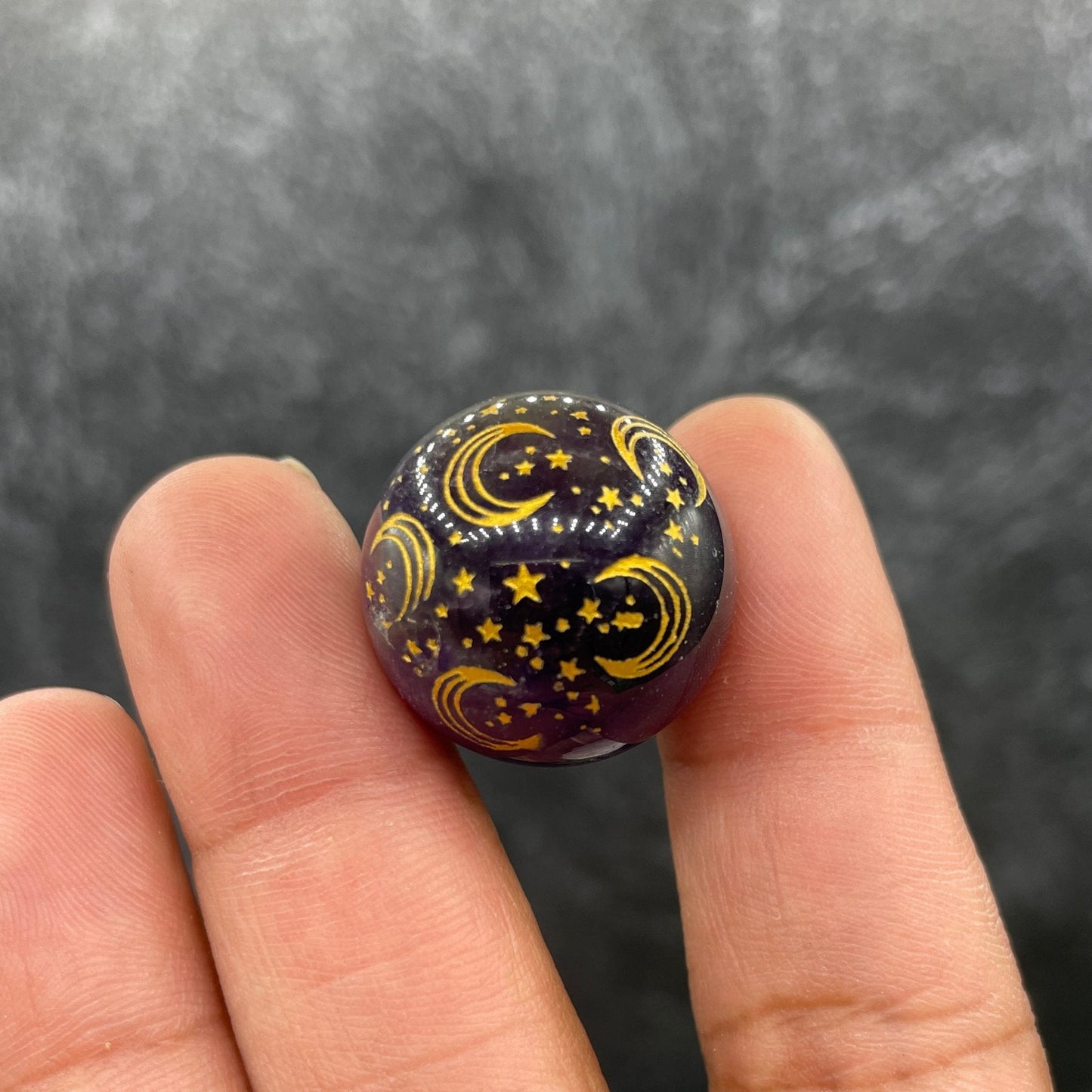 Amethyst Moon & Stars Stamped Mini Sphere - Sage & Magic