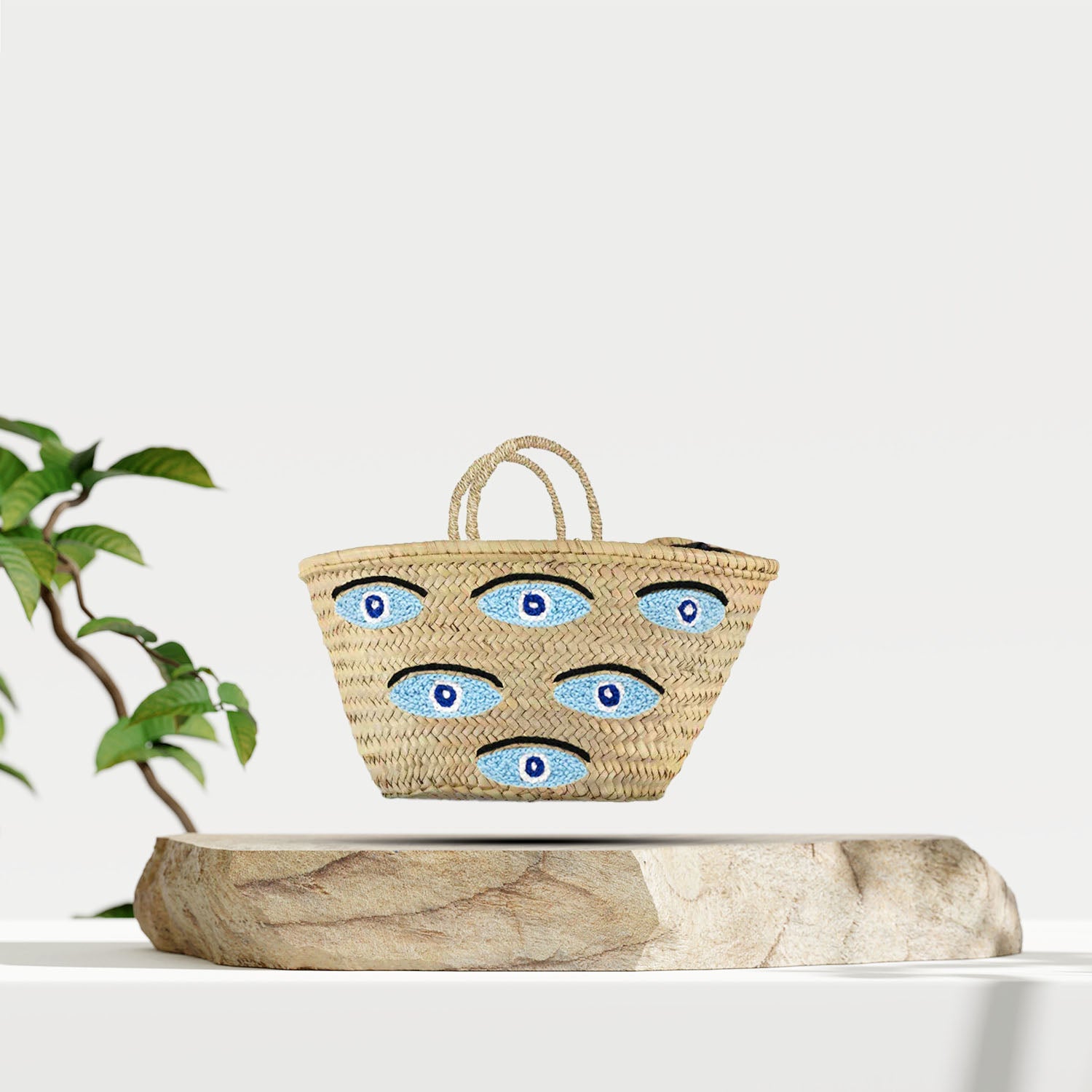 Evil Eye Straw French Market Basket - Sage & Magic