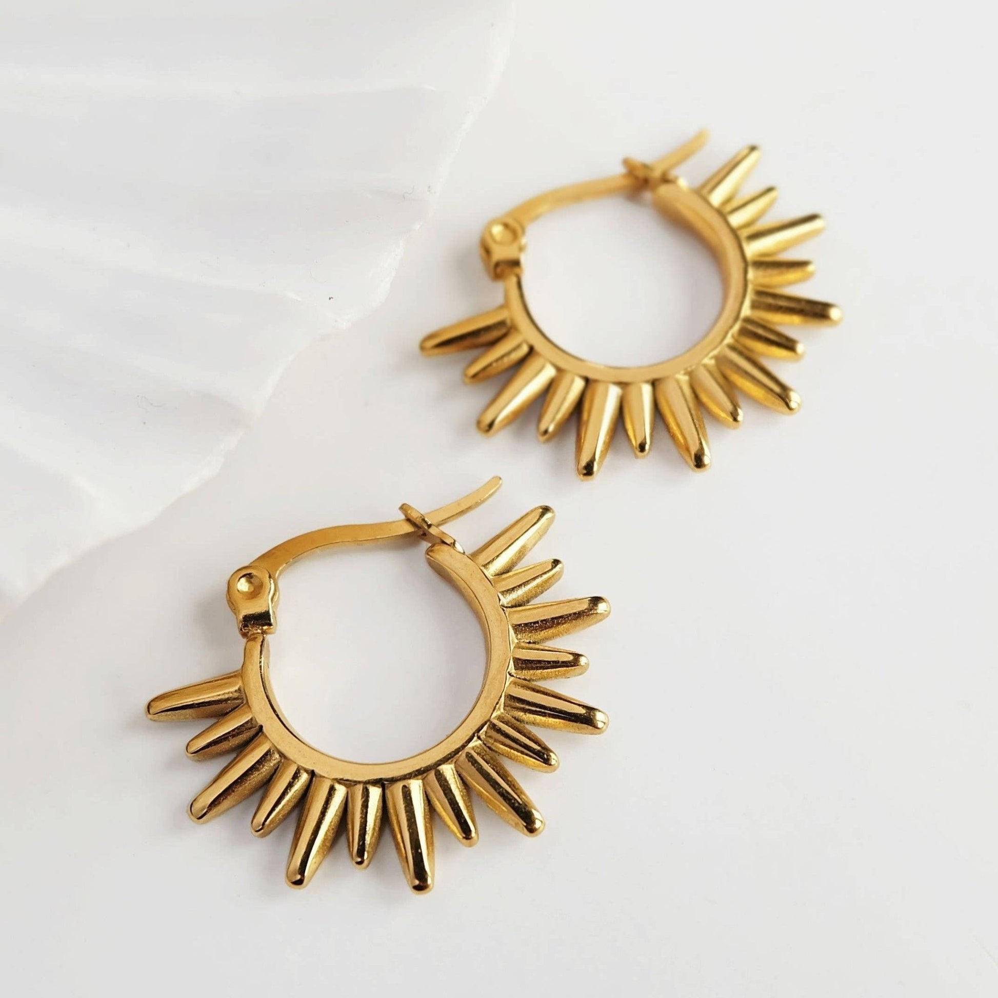 Gold Spike Sunrise Hoop Earrings - Sage & Magic