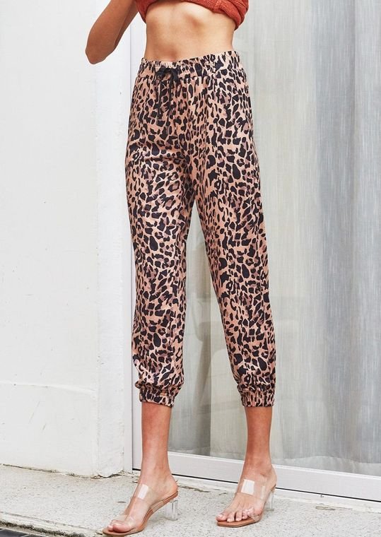 Leopard Print Drawstring Lux Pants - Sage & Magic