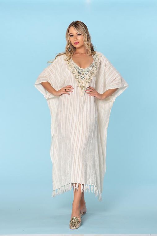 Moroccan Style Cream Kaftan - Sage & Magic