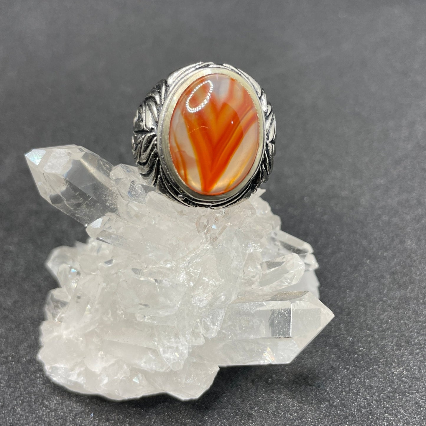 Red Banded Agate Silver Ring (Sz 7) - Sage & Magic