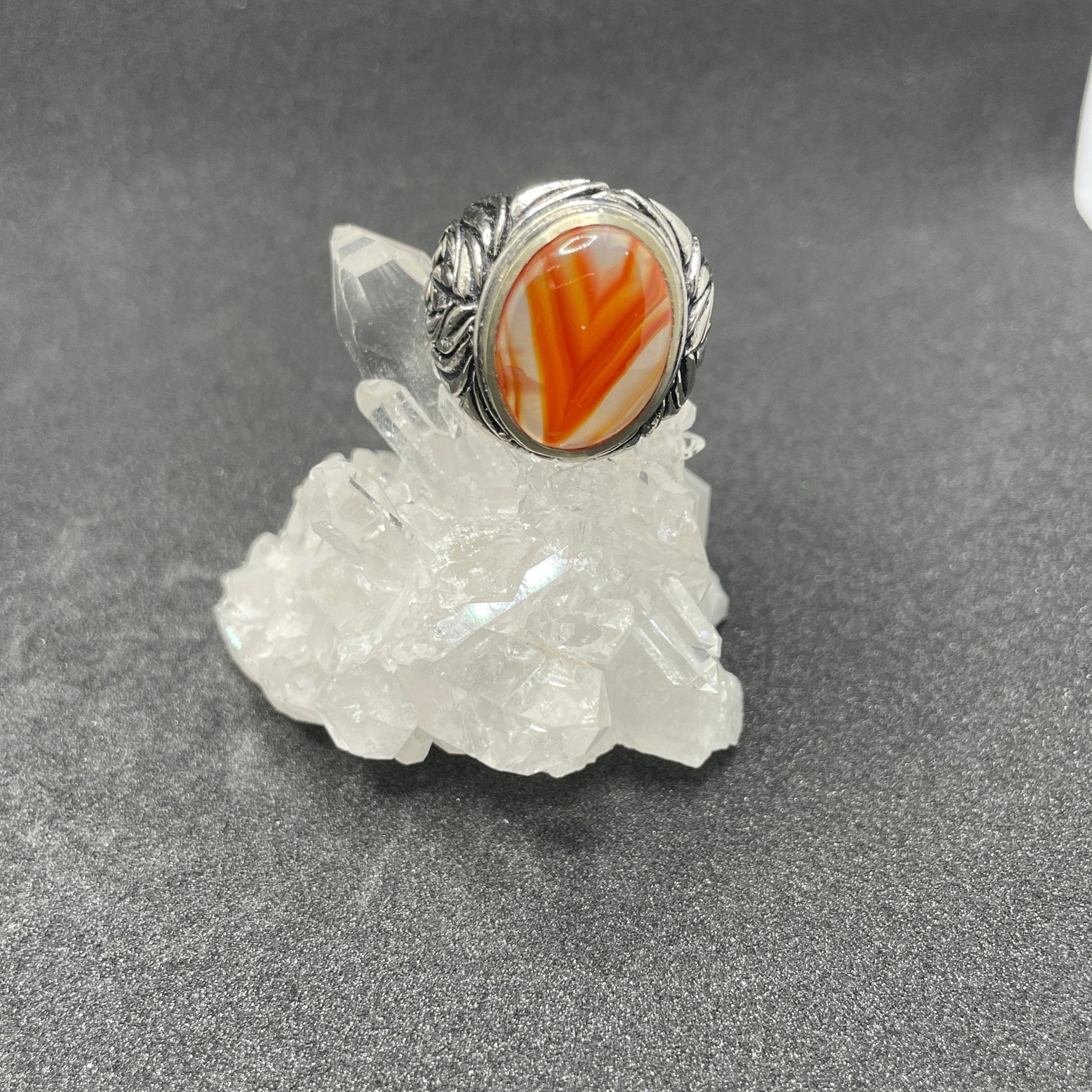 Red Banded Agate Silver Ring (Sz 7) - Sage & Magic