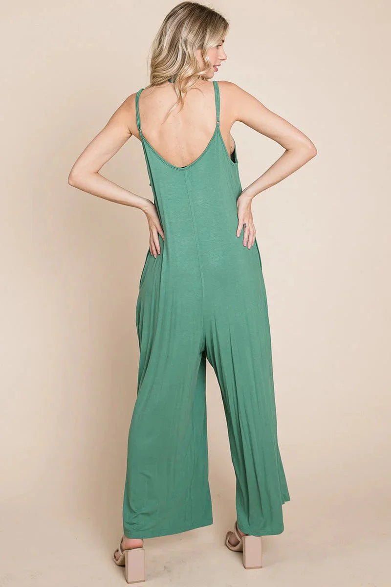 Sleeveless Wide - Leg Pocketed Jumpsuit - Sage & Magic