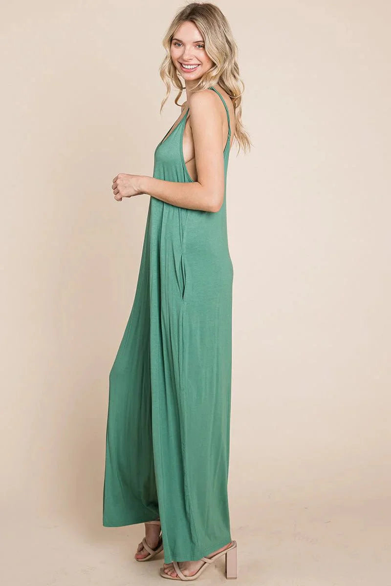 Sleeveless Wide - Leg Pocketed Jumpsuit - Sage & Magic